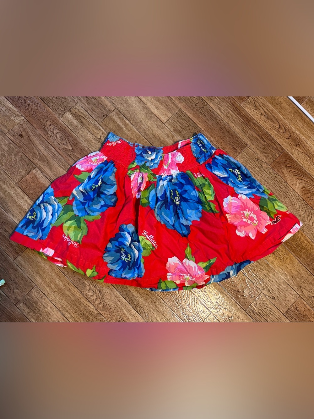 Hollister Red Floral A-Line Skirt